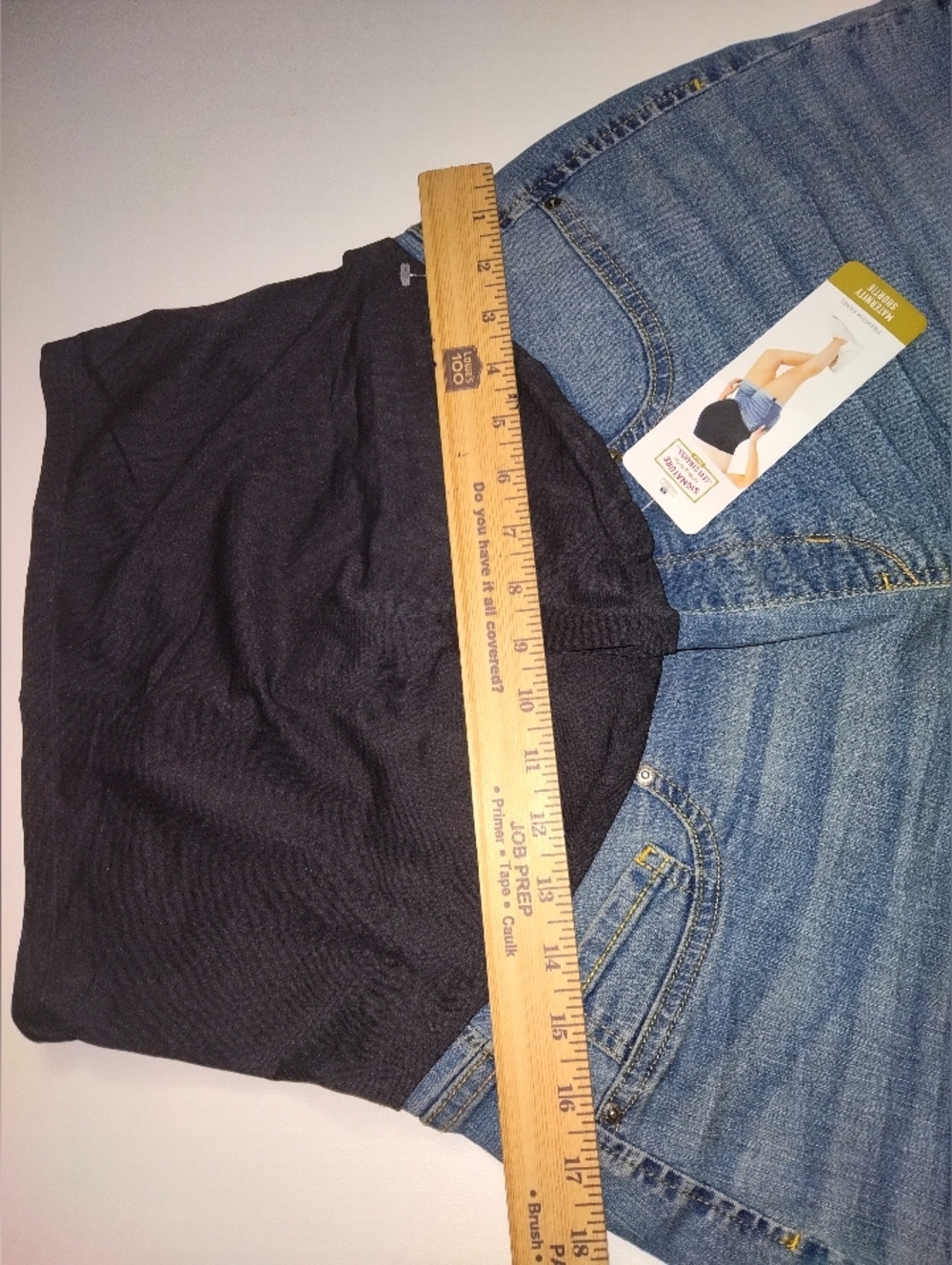 Levi Strauss Signature Black Belly Panel Blue Denim Maternity Shorts New Size L - Picture 5 of 6